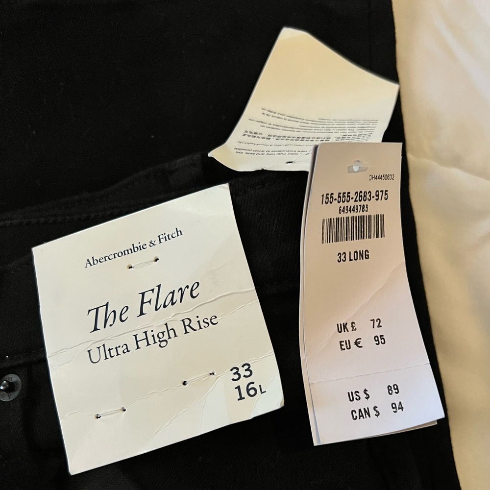 A&F High rise flare jeans (black) - never worn